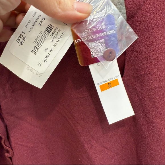 Love  by Design Maxi Dress Size Small Burgundy Ruffles Fall Dainty New - Picture 4 of 7